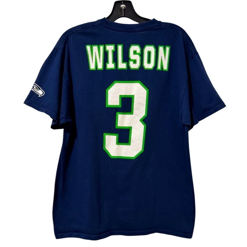 Men’s Russell Wilson Seattle Seahawks NFL T Shirt Size Large Blue Football